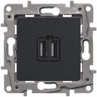 Розетка 2xUSB ETIKA, антрацит 672694 Legrand