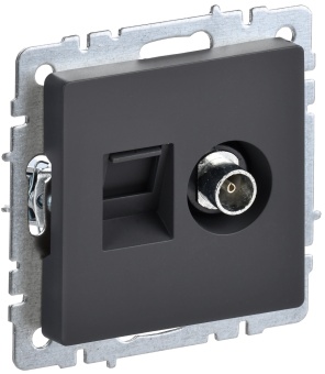 BRITE Розетка двойная TV+RJ45 кат.5E РТВ/РК12-БрГ графит BR-AK20-1-K53 IEK