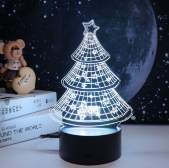 Светильник светодиодный NL-406 "Елочка" 3Вт RGB USB настольный ночник син.