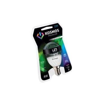 Лампа светодиодная KOSMOS premium 4Вт Шар прозрачный 45мм E14 230В 4500К Космос