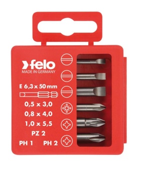 Набор бит SL/PZ/PH Industrial 50мм в кейсе 6 бит 03092516 FELO