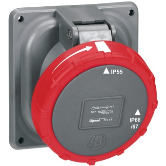 Встраиваемая розетка Hypra - IP 66/67-55 - 3К+Н+3 - 125 А - пластик 059513 Legrand