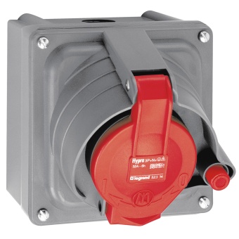 Встраиваемая розетка Hypra Prisinter - IP 44/55 - 3К+Н+З - 32 А - пластик 052904 Legrand