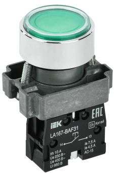 Кнопка управления LA167-BAF31 d=22мм 1з зеленая BBT20-BAF31-1-22-67-K06 IEK