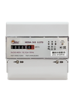 Счетчик НЕВА 303 0.5Т0 3ф 5-10А 3х230/400В 0.5s класс точн. 1 тариф. мех экран DIN-рейка Тайпит 6110446