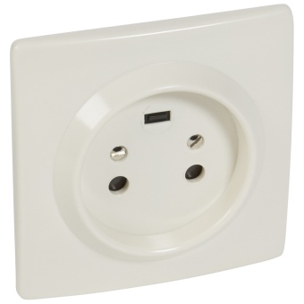 Розетка встраиваемая 2К+З - 20 А - с защитными шторками - 95x95 мм - на винтах - белый 055452 Legrand