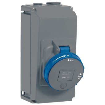 Розетка накладного монтажа в готовом корпусе Hypra - IP 66/67-55 - 3К+3 - 63 А - пластик 059337 Legrand